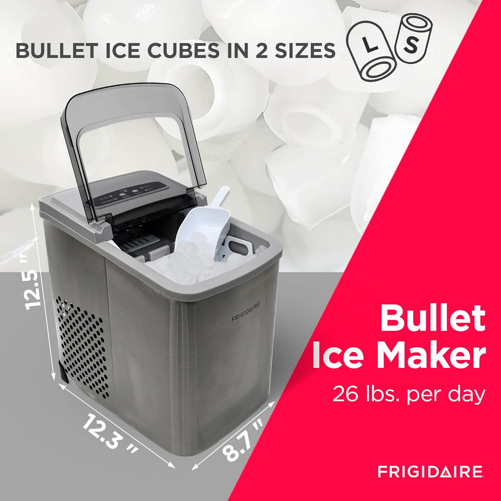 Stainless Frigidaire 26Lbs Portable Ice Maker