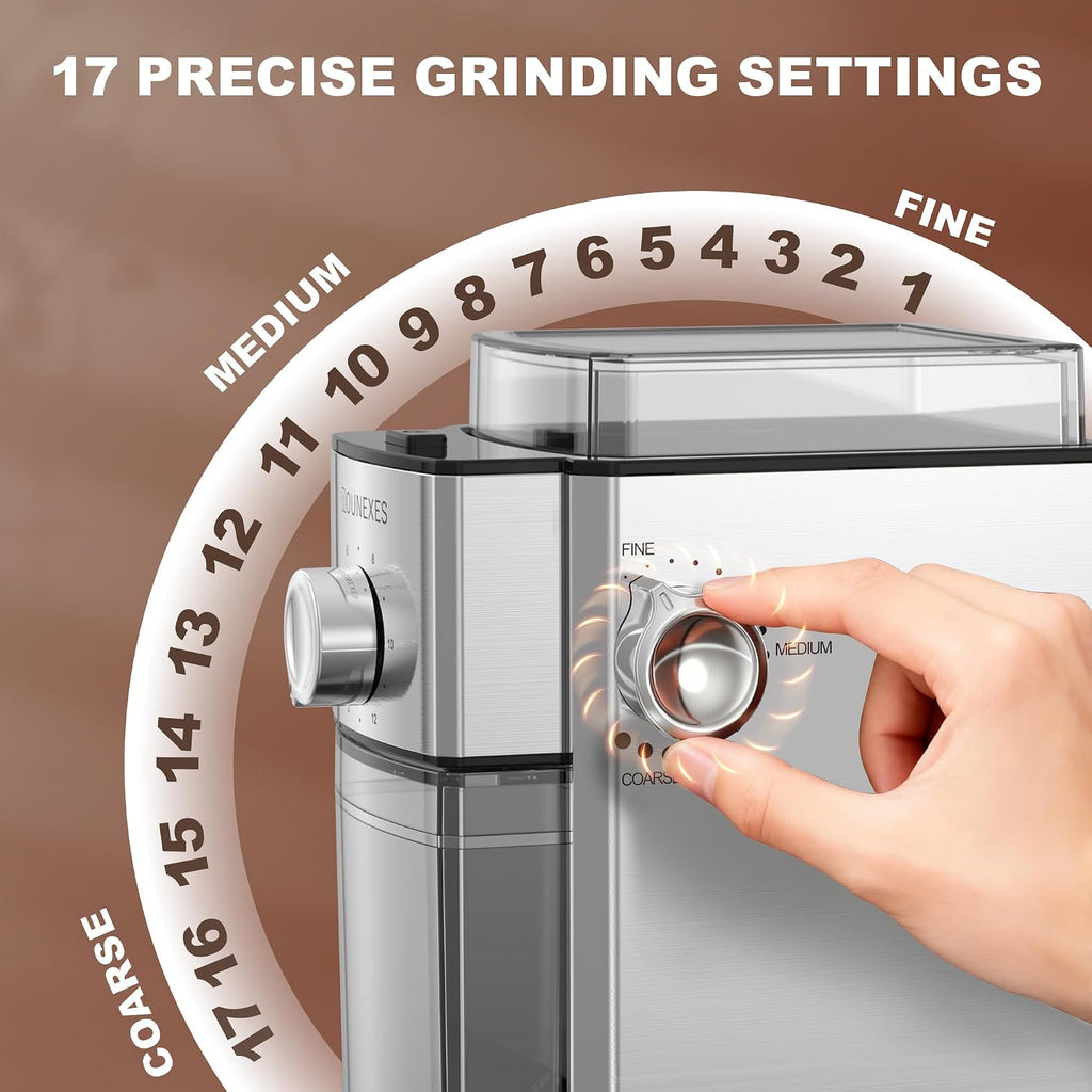 17 Levels Flat Burr Electric Coffee Grinder