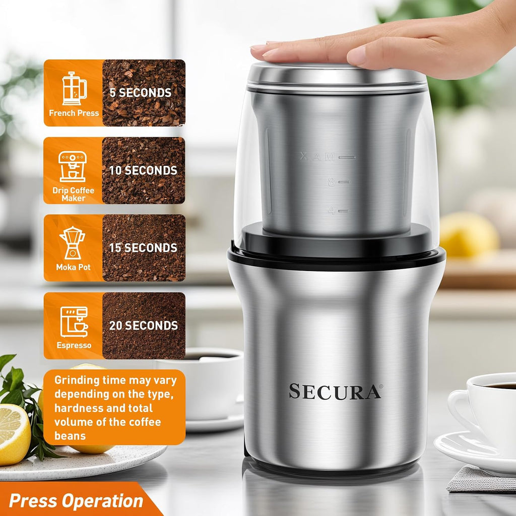 Secura Dual Bowl Electric Coffee Grinder