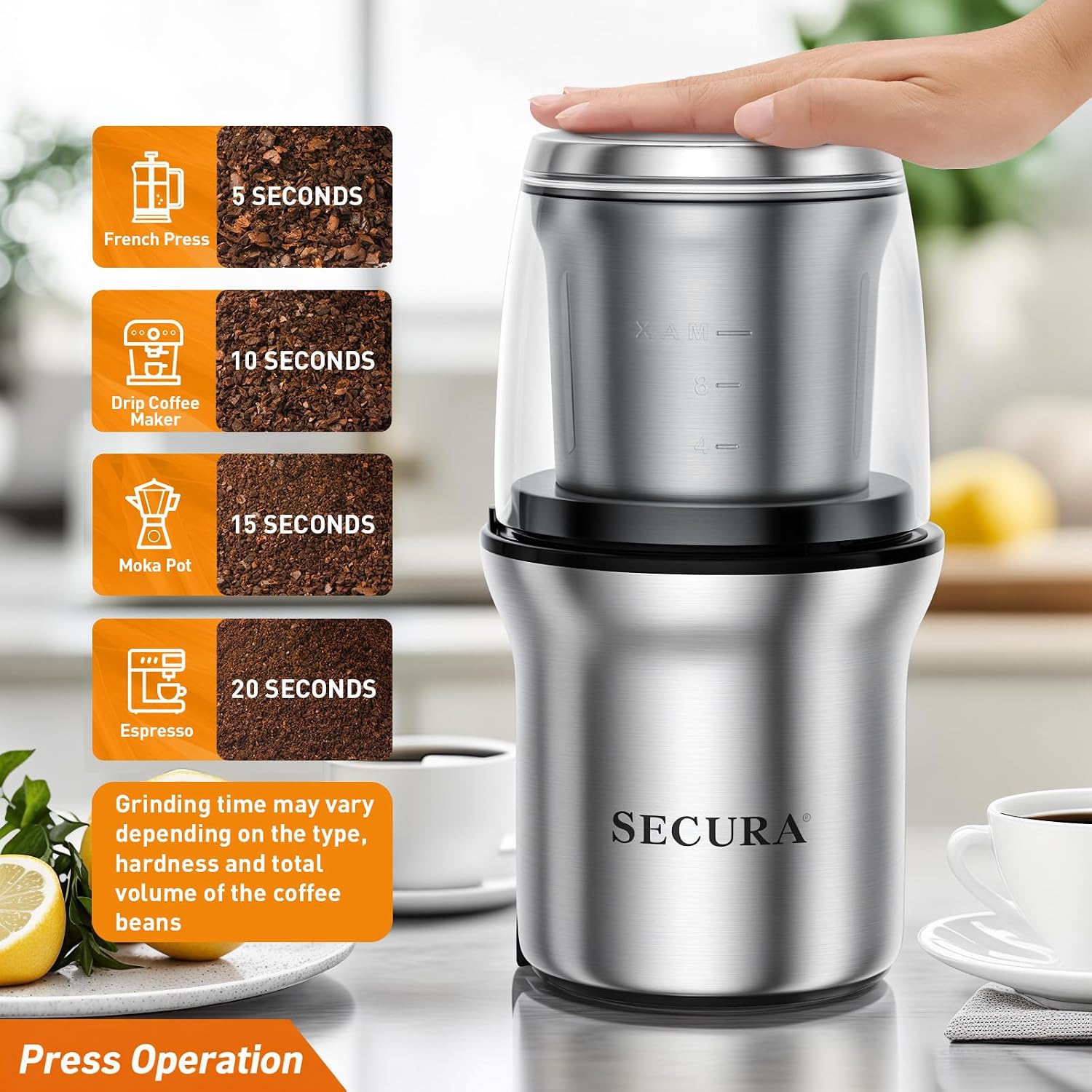 Secura Dual Bowl Electric Coffee Grinder