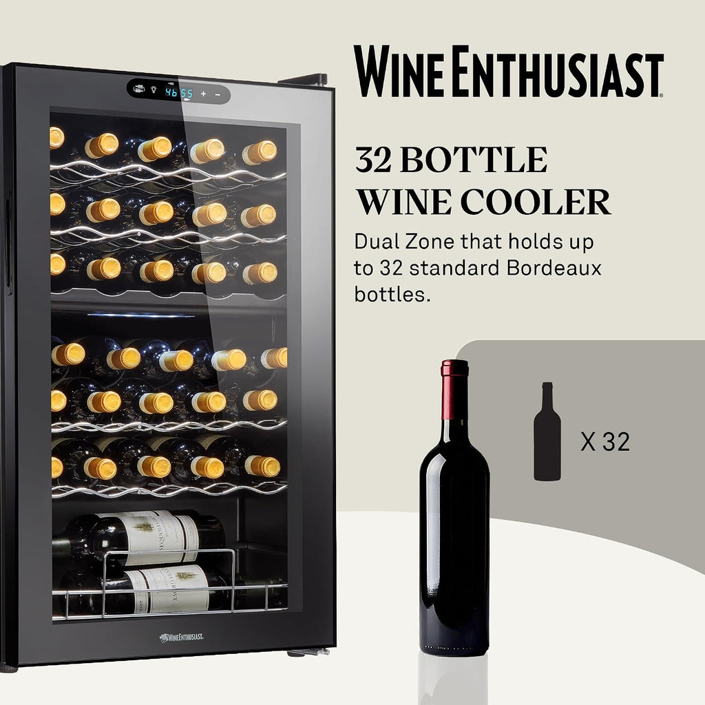 Wine Enthusiast 32 Bottle Dual Zone Wine Cooler