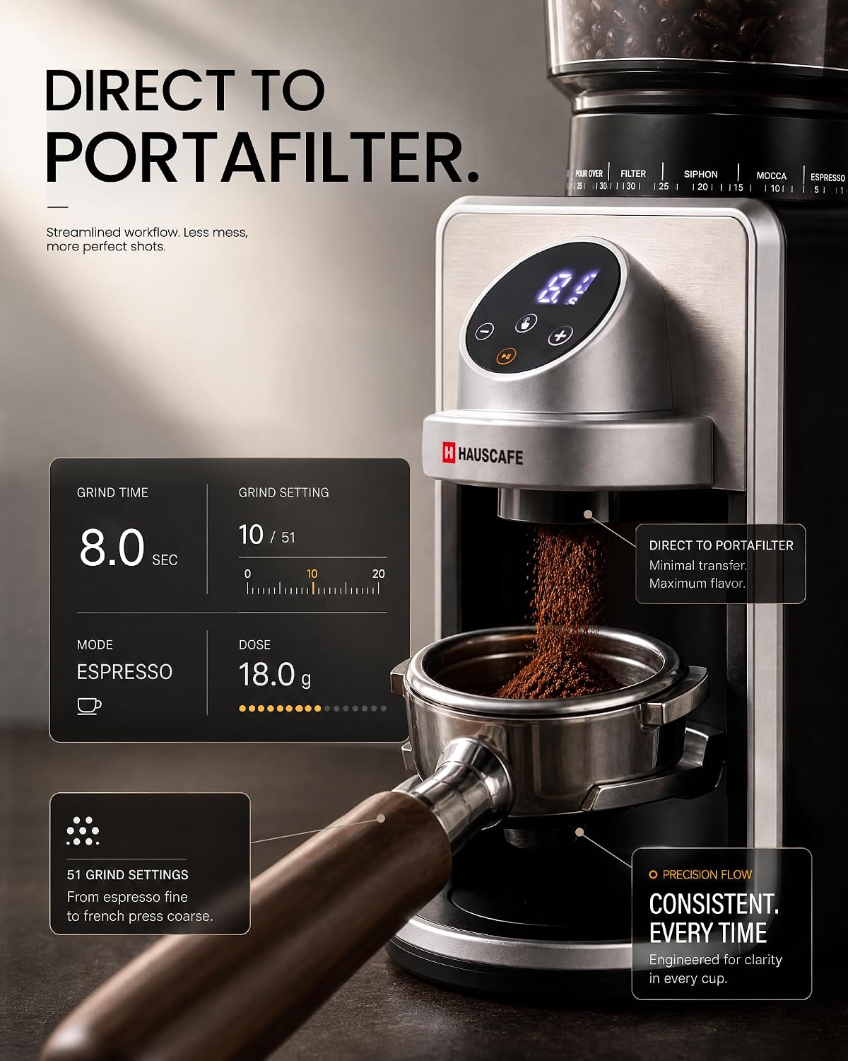 51 Settings Digital Conical Burr Coffee Grinder