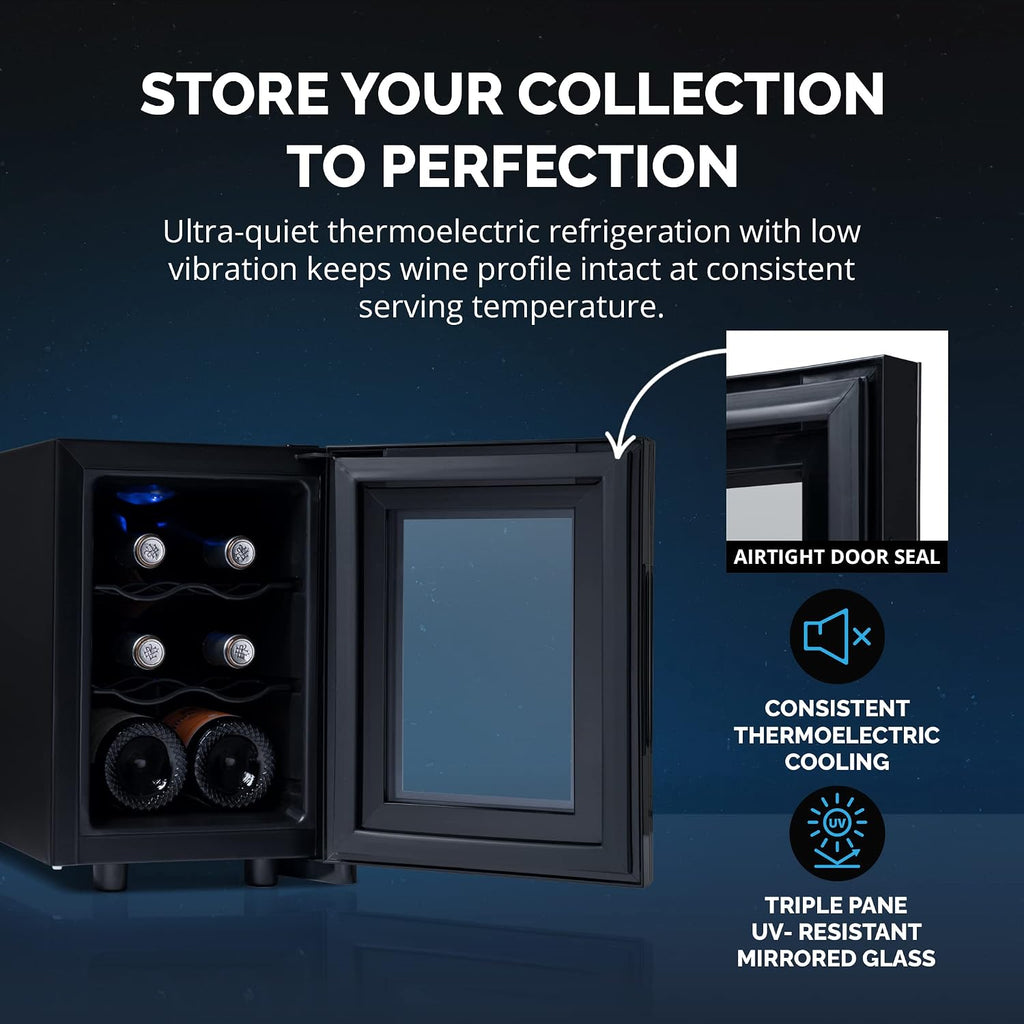 NewAir Black 6-Bottle Countertop Wine Cooler