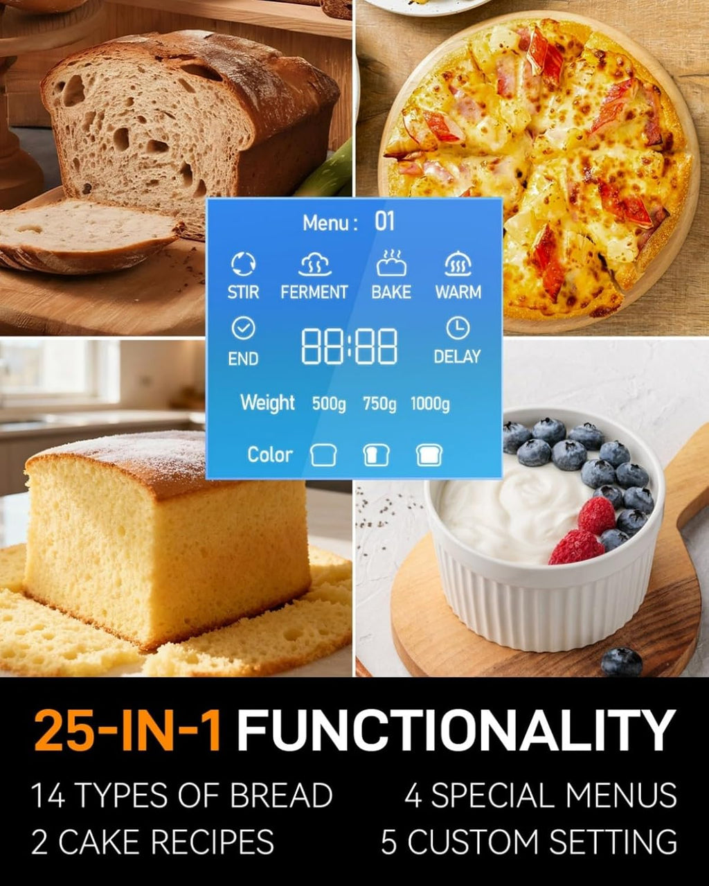 25-in-1 2LB Automatic Bread Machine