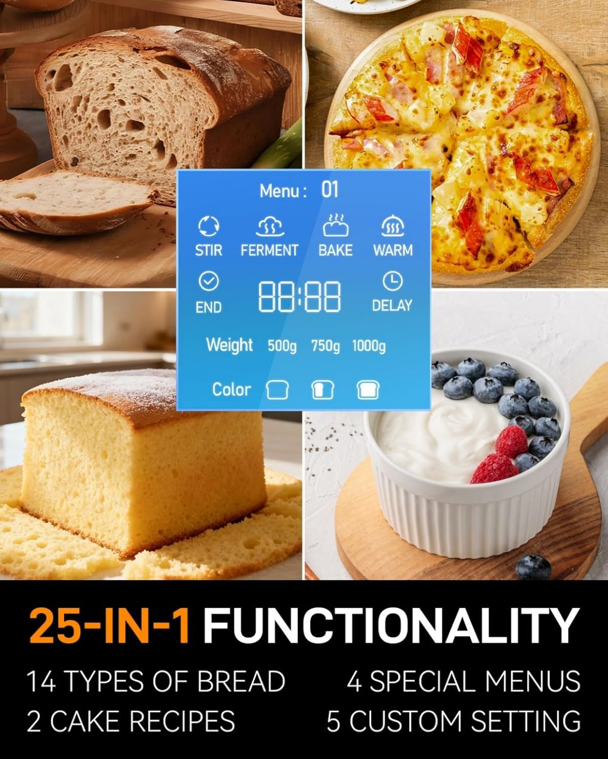 25-in-1 2LB Automatic Bread Machine