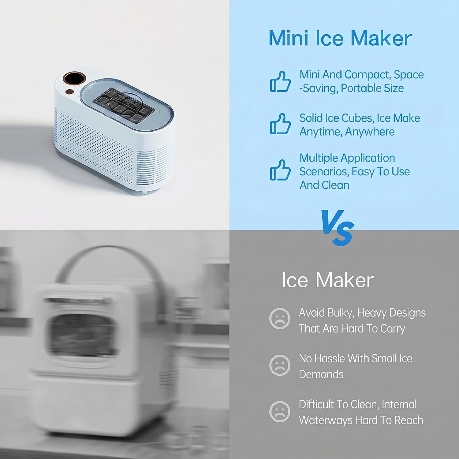 Blue 12V DC Mini Car Portable Ice Maker