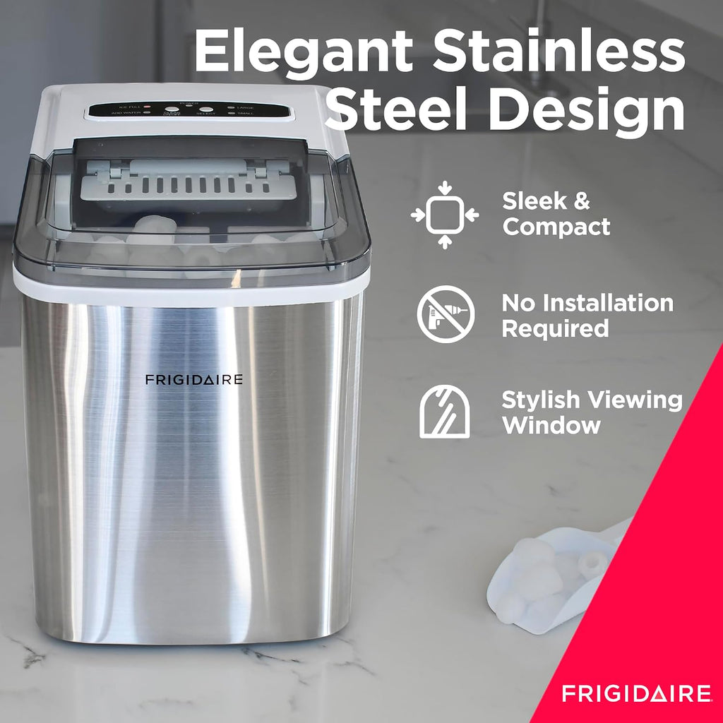 Stainless Frigidaire 26Lbs Portable Ice Maker