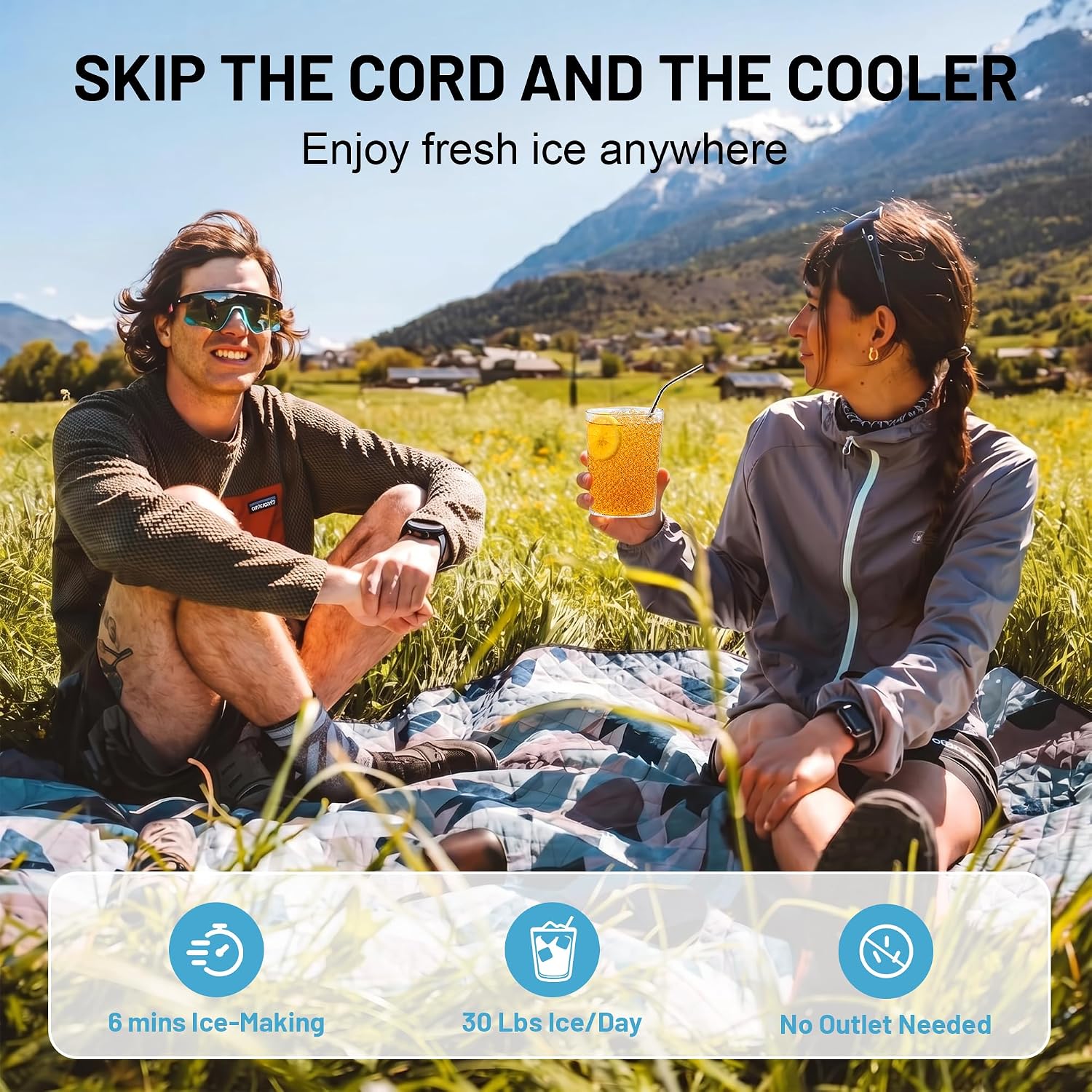 2-in-1 Cordless Stainless Steel Ice Maker