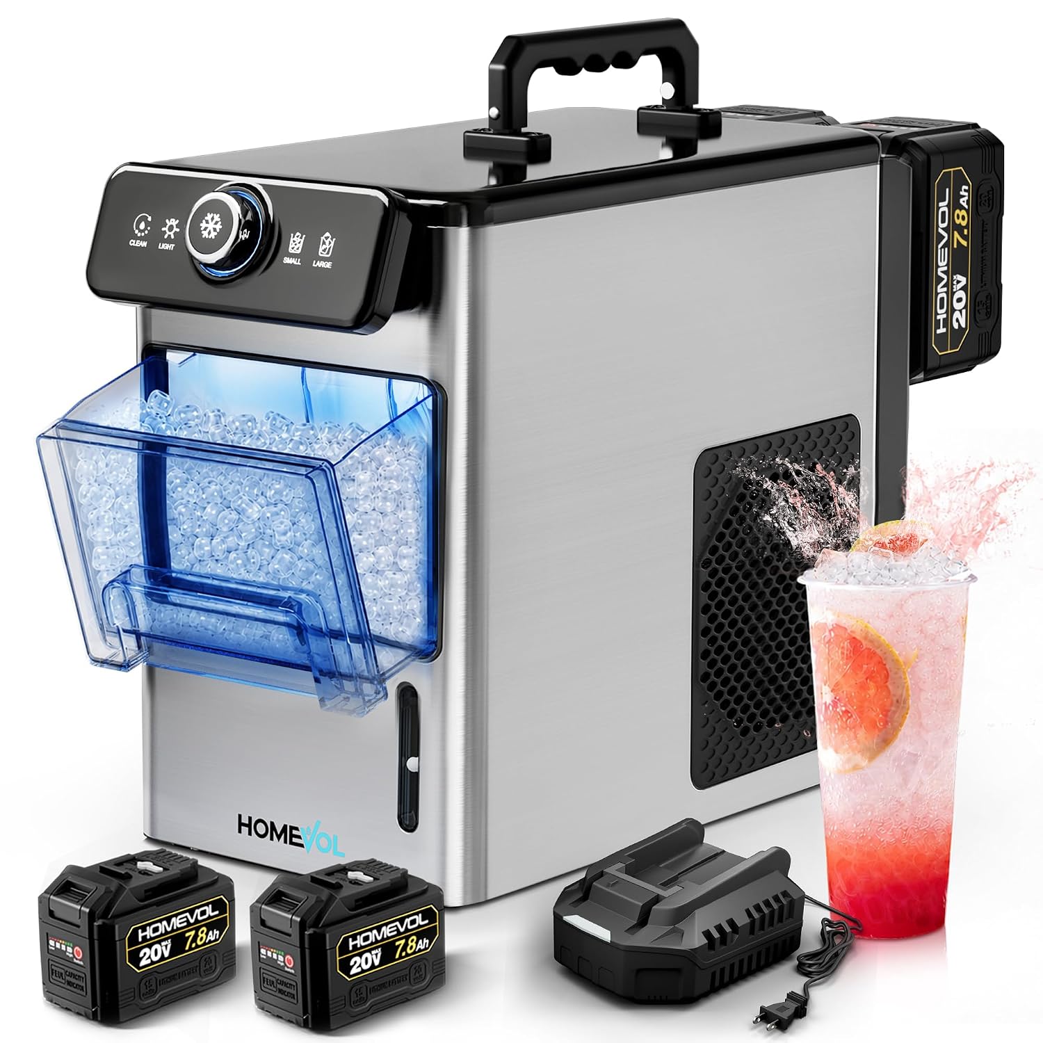 2-in-1 Cordless Stainless Steel Ice Maker