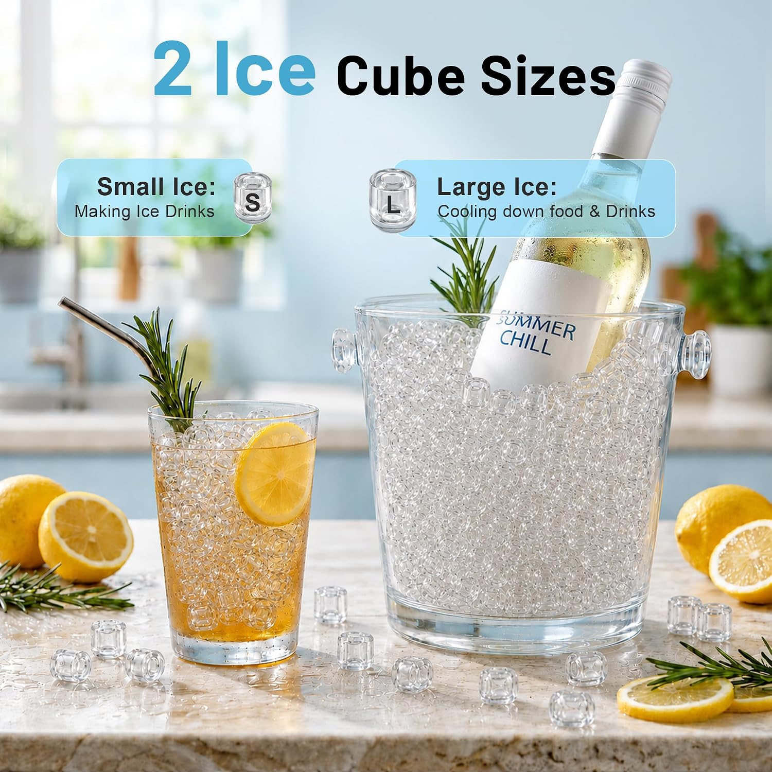 2-in-1 Cordless Stainless Steel Ice Maker