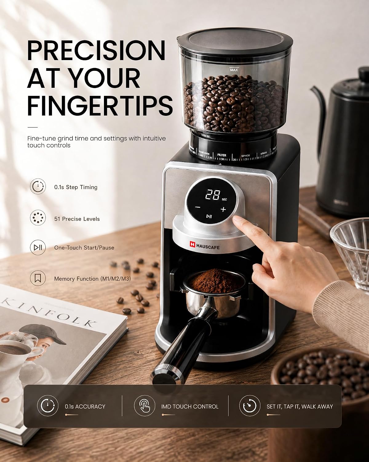 51 Settings Digital Conical Burr Coffee Grinder