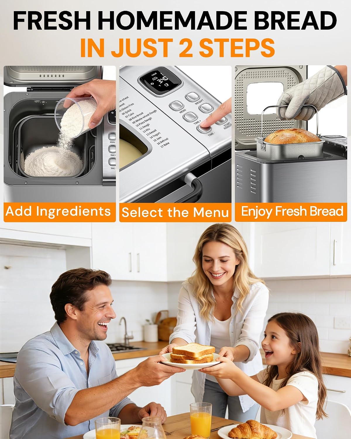 17-in-1 2LB Stainless Steel Bread Maker