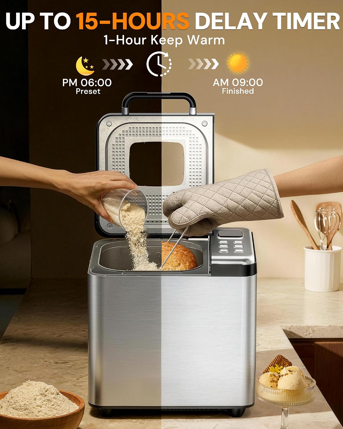 17-in-1 2LB Stainless Steel Bread Maker
