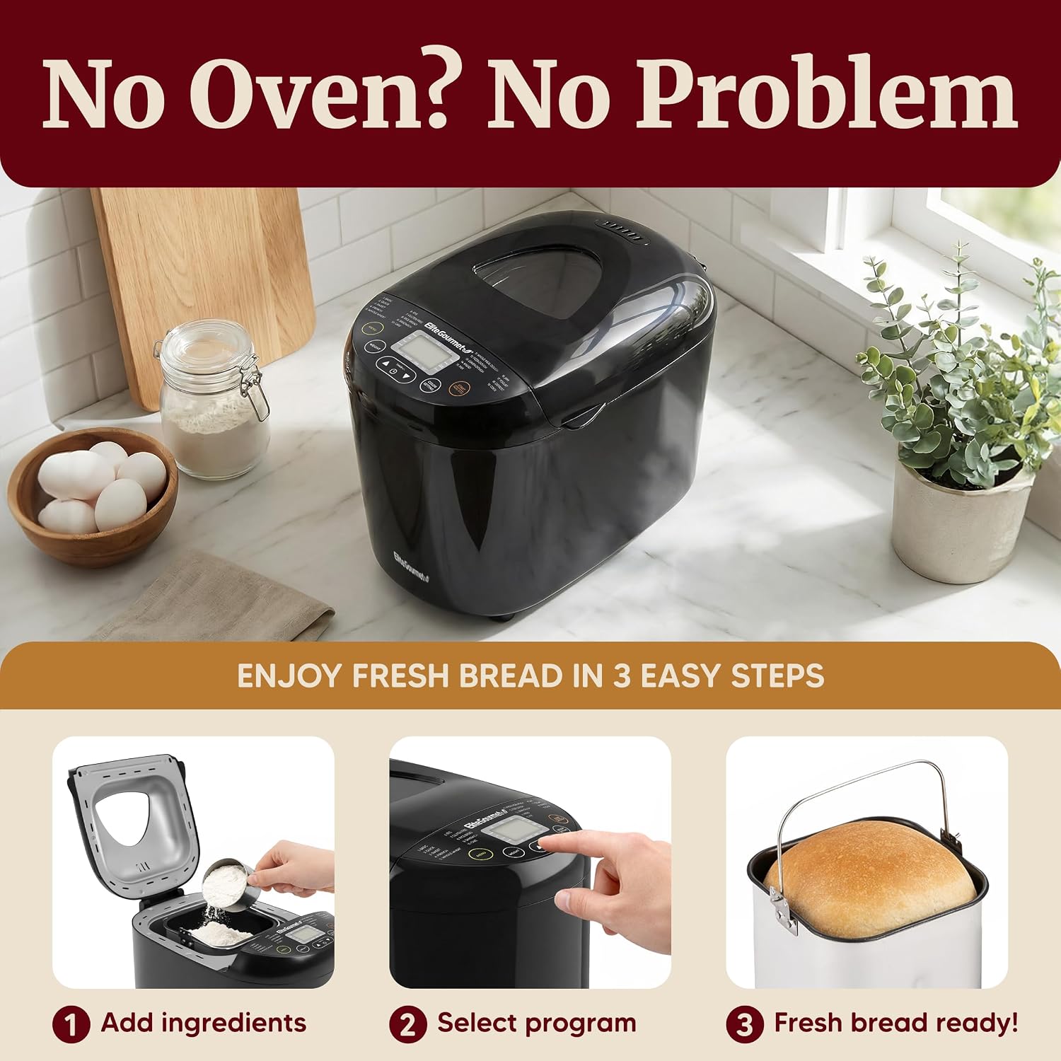 Elite Gourmet 19 Presets 2LB Bread Maker