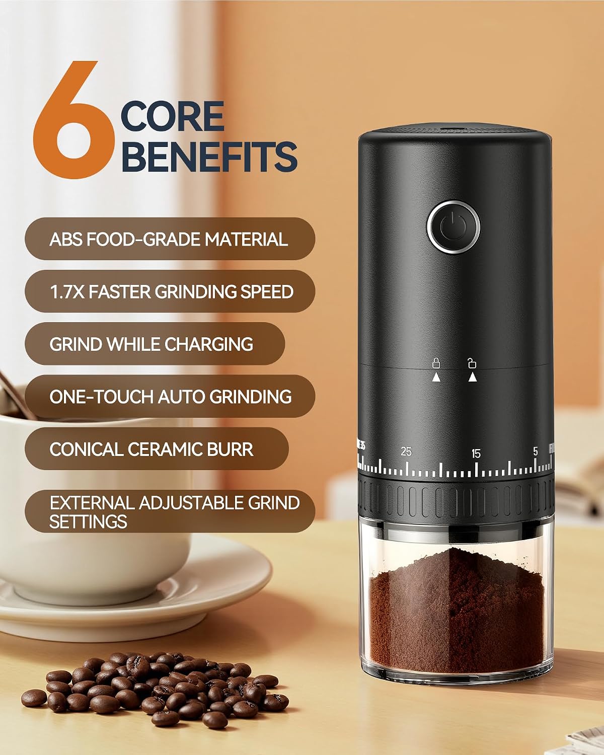CEVING Rechargeable Coffee Grinder