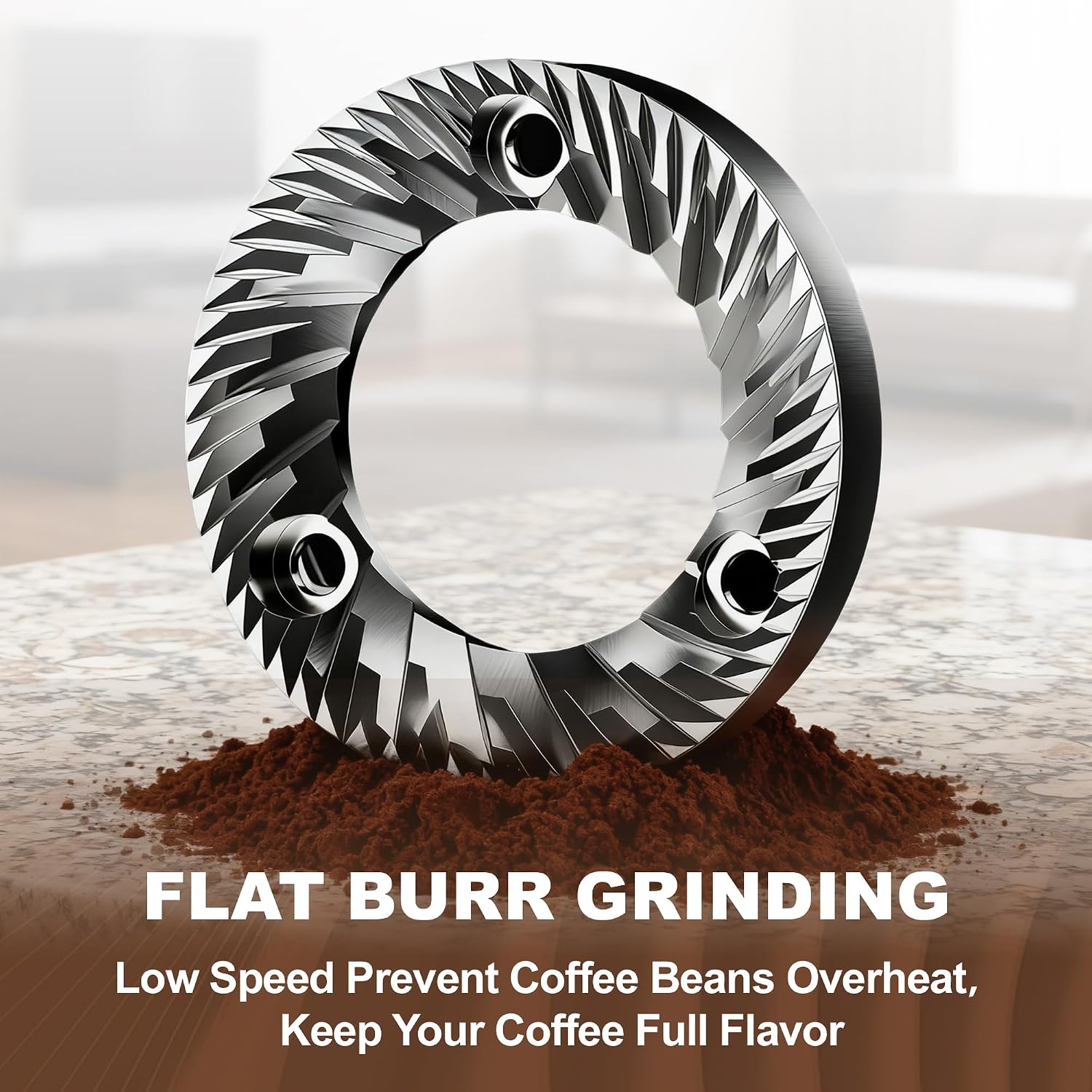 17 Levels Flat Burr Electric Coffee Grinder