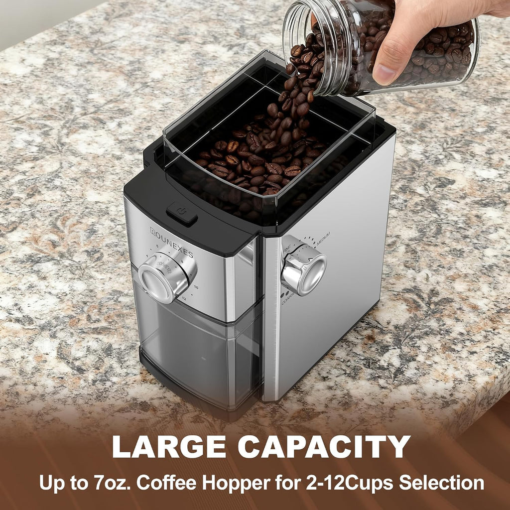 17 Levels Flat Burr Electric Coffee Grinder